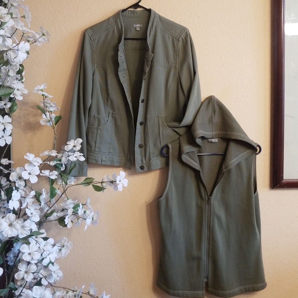 J. Jill 3-in-1 Army Green Jacket Sz M